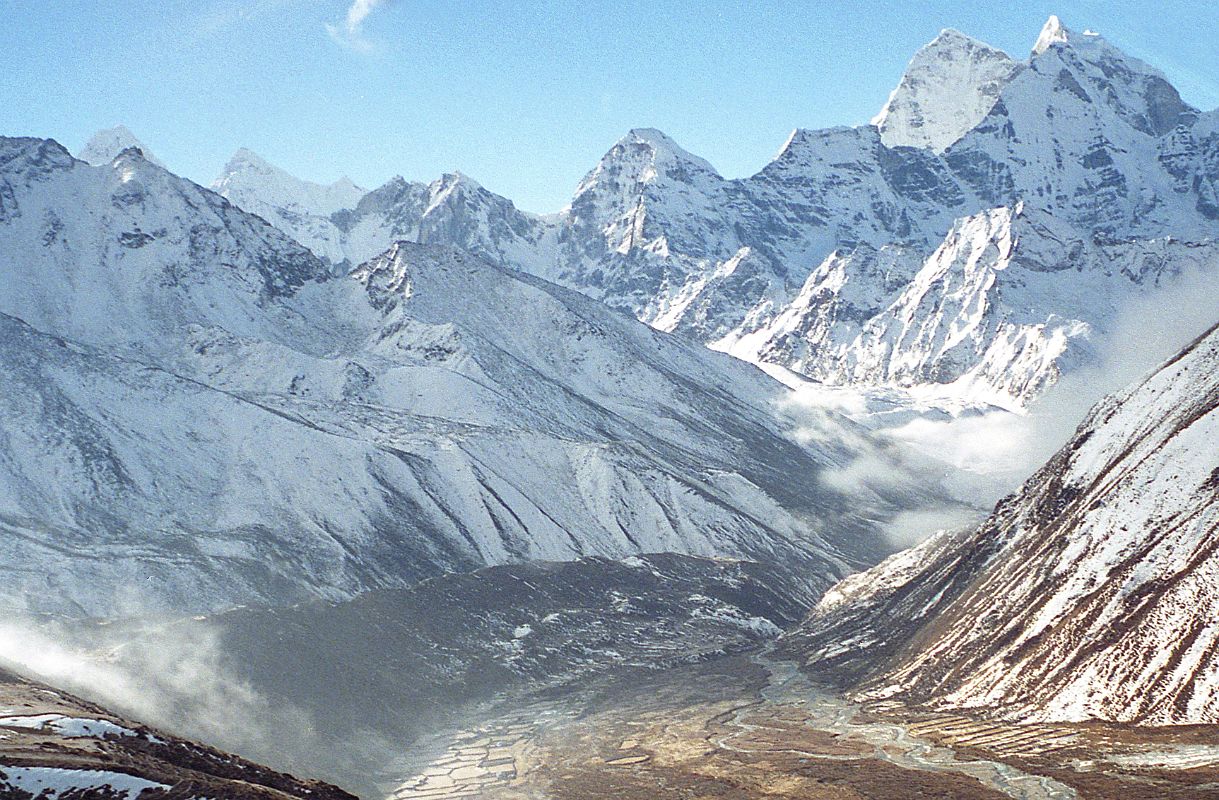 02 Look Back To Pheriche With Kangtega From Trail Between Dingboche And Dughla